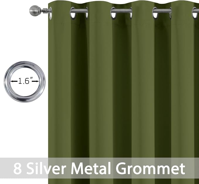 Yakamok Room Darkening Curtains 52x84 inch Length Olive Green-Living Room | 2 - Image 2