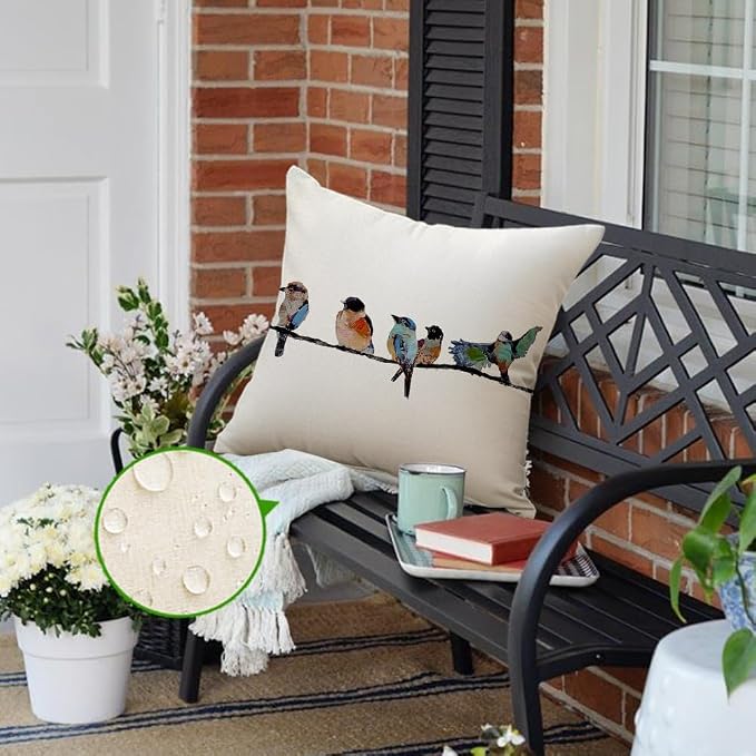 RABUSOFA Outdoor Pillow Covers 20x20 Inch, Outdoor Bird Lumbar Throw Pillow - Image 5
