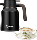 34 Oz Carafes for Hot Liquid, Stainless Steel Insulated Vacuum Thermal Coffee Carafes For Keeping Hot, 1 Liter Coffee Dispenser（Black)