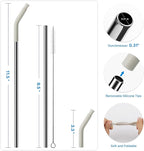 Metal Straw with Silicone Tip for 30oz Stanley Cup, 2 Pcs Stainless Steel Straws Replacement for Stanley 30 oz Adventure Quencher Travel Tumbler Cup, 1 Straw Brush (Cream Grey)