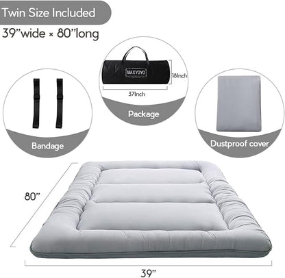 MAXYOYO Japanese Floor Mattress, Thicken Futon Sleeping Pad Foldable Roll Up - Image 2