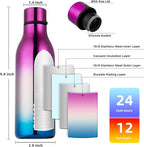 BJPKPK Insulated Water Bottles, 18 oz Stainless Steel Metal Water Bottle with Strap, BPA Free Leak Proof Thermos, Mugs, Flasks, Reusable Water Bottle for Sports & Travel, Wonderland