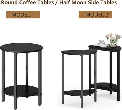 Vagusicc Side Table, Small End Table, 2 Tier Couch Side Tables, Small Round - Image 6