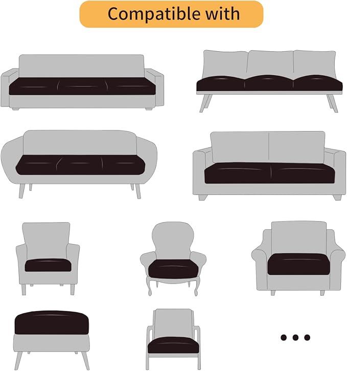Fuloon PU Leather blend Couch Cushion Slipcover, Waterproof Stretch Covers - Image 6