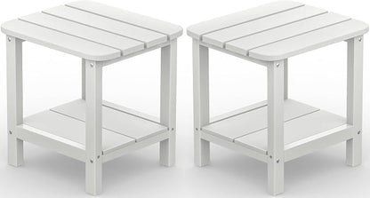 SERWALL Double Adirondack Side Table Set of 2, End Table- White by SERWALL