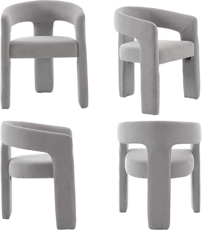 Modern Chenille Barrel Dining Chair Upholstered Fabric Dining Room Chair - Image 10