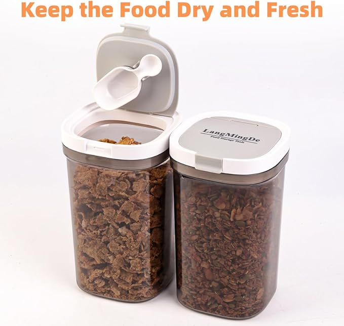 Airtight Food Storage Containers, 1.6 QT Coffee Canister Set with Magnetic Scoop, BPA Free, Ideal for Coffee, Spices, Herbs, Candy & Snacks, Keeps Freshness, Easy to Clean, 2 Pieces