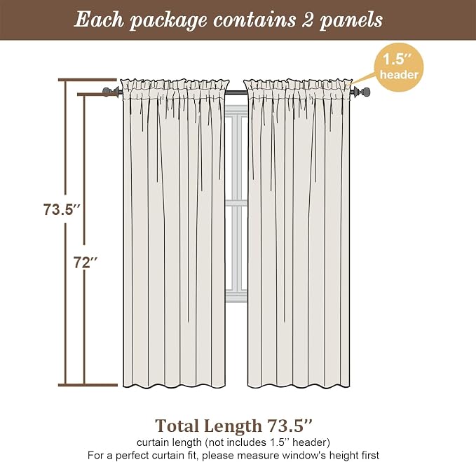 Chyhomenyc Sheer Curtains 72 Inch Length 2 Panels, Light Filtering Top Dual Rod - Image 7