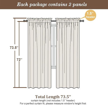 Chyhomenyc Taupe Sheer Curtains 72 Inch Length 2 Panels, Light Filtering Soft - Image 4