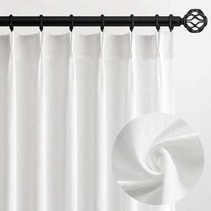 102 Inches Long White Pinch Pleated Sheer Curtains by Topfinel