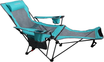 Reclining Camping Chair with Removable Footrest Lounge Chair with Headrest - Image 9