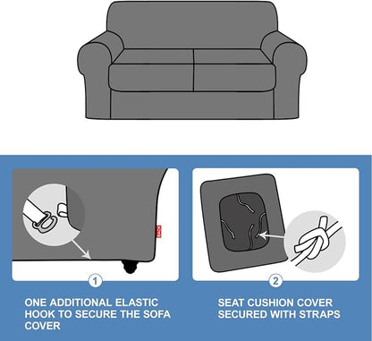 CUCRAF Cushion Sofa Cover 3 Piece Slipcovers, Soft Thick Velvet Couch Cover - Image 7