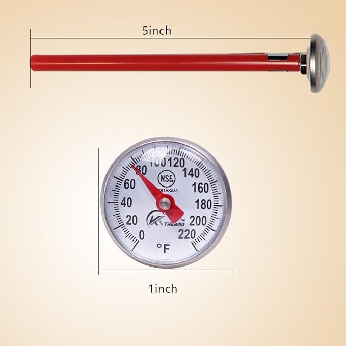 KT THERMO Instant Read 1-Inch Dial Thermometer(2-Pack),Best for The Coffee Drinks,Chocolate Milk Foam