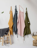 Adjustable Japan Nordic Style Soft Cotton Linen Apron with Four Pockets A Towel