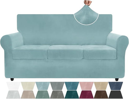 ZNSAYOTX Luxury Velvet Couch Cover 4 Piece Stretch Sofa Covers by ZNSAYOTX
