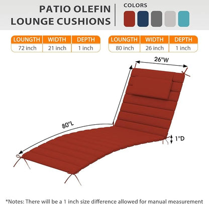 Sundale Outdoor Olefin Quilted Lounge Cushion Set of 4, Patio Foldable Chaise - Image 5
