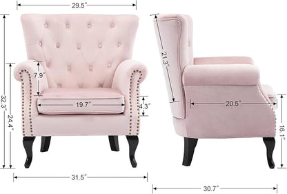 Mid Century Accent Chair for Living Room, Velvet Button Tufted Armchair - Image 3