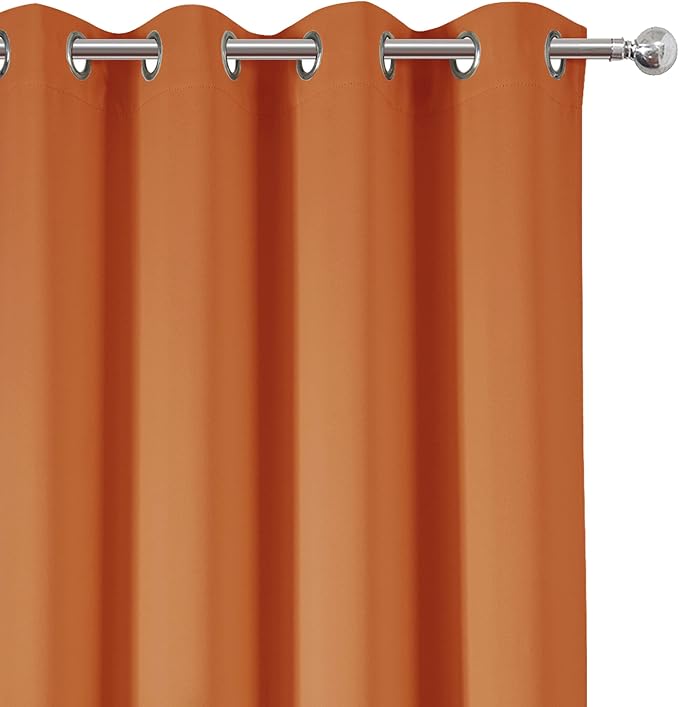 Orange Blackout Curtains 52 x 54 Inch Length/Set of 2 Curtain Panels/Thermal - Image 7