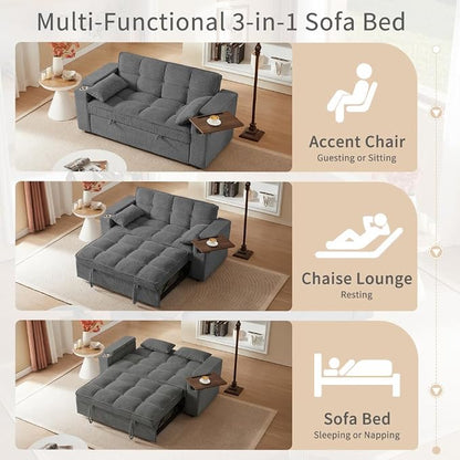 Auvsoce 65'' Convertible Sleeper Sofa Bed - Image 7