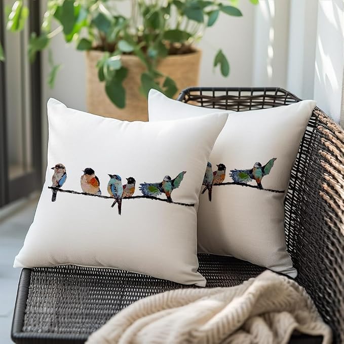RABUSOFA Outdoor Birds Pillow Covers 20x20 Inch, Lumbar Small Throw Pillows - Image 4