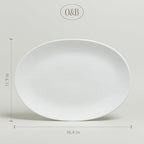 over&back Coupe Stoneware Serving Platter - Elegant 1-Piece Oval Serving Platter to Complete Your Kitchen Set - 16.4" x 11.5" - Semi-Matte White