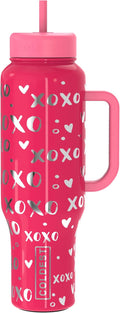 Coldest 40 oz Tumbler with Handle and Straw, 100% Leak Proof Insulated Tumbler with Lid and Straw (3 Lids), Stainless Steel Tumblers for Women & Men, Cup Holder Friendly, 46 oz (Moonlight Hearts)