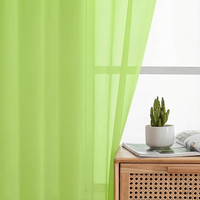 Sheer Curtains 63 Inch Length 2 Panels Set - Image 6
