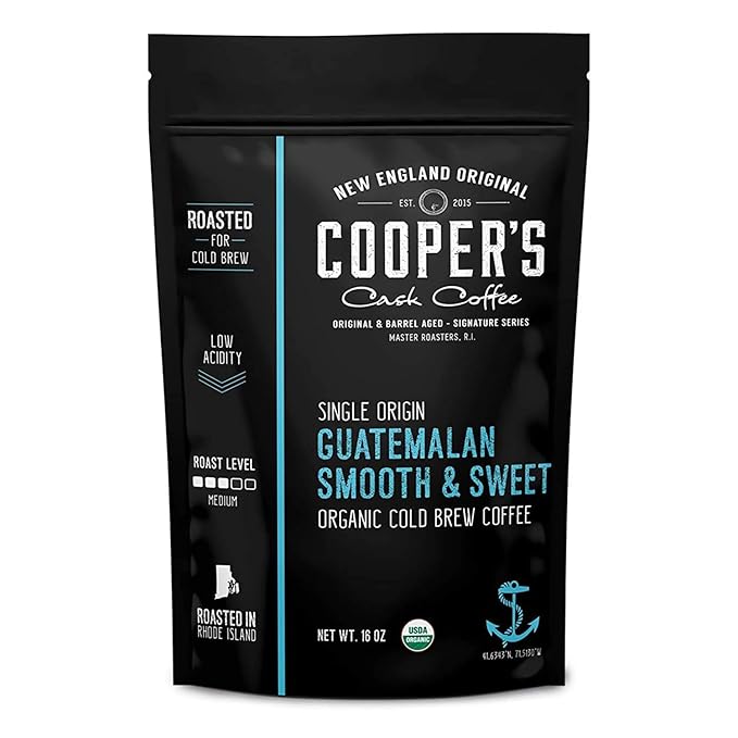 Organic Cold Brew Coffee - Guatemalan Coffee Beans Crafted For Cold Brewing - Whole Bean, Medium Roast, 16oz (Whole Bean)