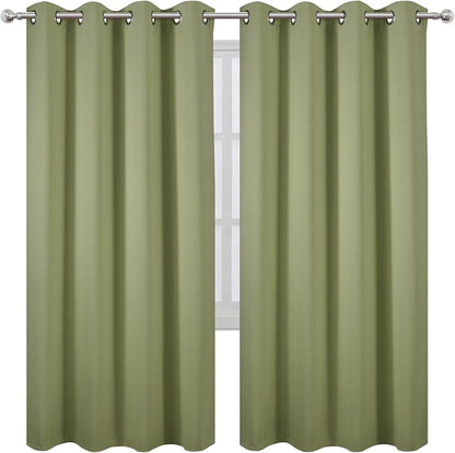 Blackout Curtains 66 x 72 Inch Long Sage Green Curtains Set of 2 Panels Room - Image 2
