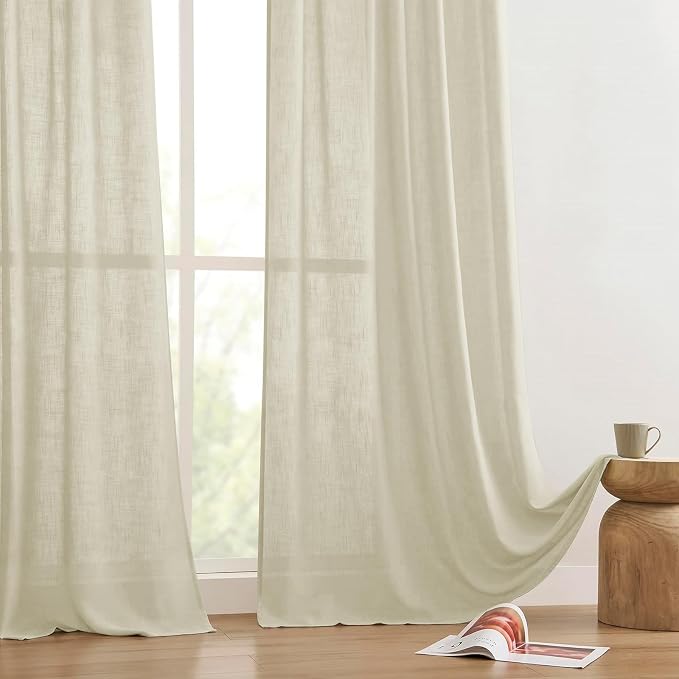 Joydeco Linen Curtains 108 Inch Length 2 Panels Set, Light Filtering Curtains - Image 7