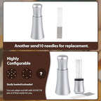 WDT tool, Espresso Distribution tools, 10 x 0.35mm 304 Stainless Steel Needles Installed with 10 Extra needles for Espresso Stirrer Replacement, Aluminum Alloy Handle with Stand (Matte Silver)