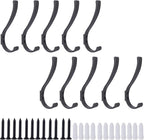 10 Pack Hanging Coat Hooks Wall Mount, Coat Hanger Wall Hangers, Metal Hooks for Hanging Heavy Duty, Screw in Hooks for Hanging Towels, Clothes, Backpack, Hat, Bag, Jacket, Key, Robe, Backpack Grey