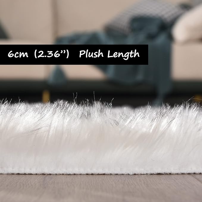 Goolela Round Sheepskin Area Rug 6ft Fluffy Circle Faux Fur Rug - Image 4