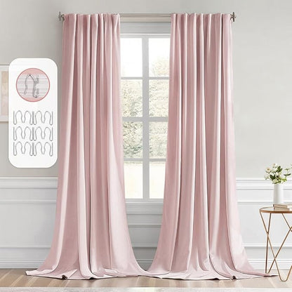 MIULEE Light Pink Back Tab Blackout Curtains 52x108 Inch Long 2 Panels Set | by MIULEE