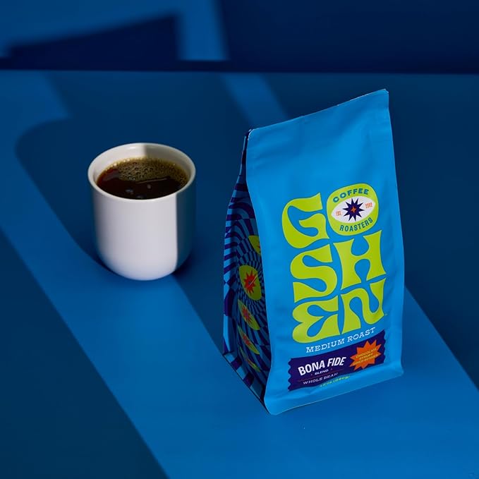 Goshen Coffee Roasters Whole Bean Bona Fide Blend | Medium Roast, Brewed or Espresso | Award-Winning, Natural and Washed | Chocolate, Syrupy, Dried Berry Flavors | 12 Oz Bag