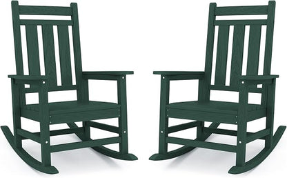 KINGYES Oversized Outdoor Rocking Chair Set of 2, All-Weather Patio Rocking by KINGYES