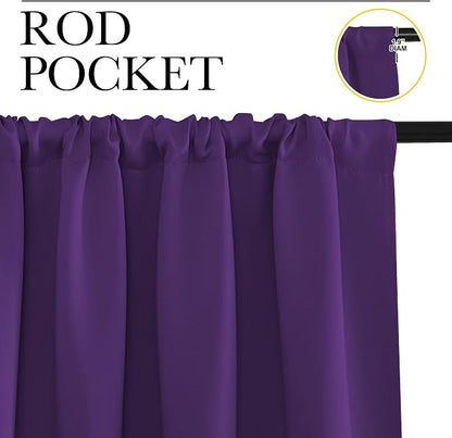 NICETOWN Kitchen Curtains, Royal Purple, Short Blackout Curtains & Drapes - Image 2