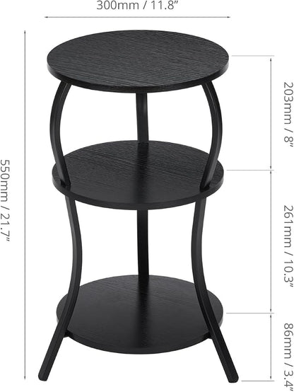 Vintage Small Round Side Table, 3-Tier Slim Waist Circular End Table - Image 3