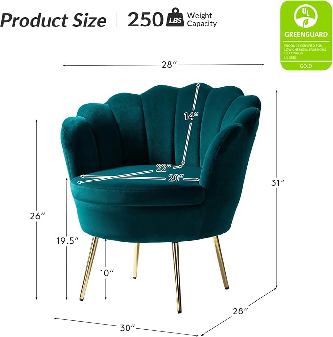 HULALA HOME Modern Velvet Accent Chairs Set of 2 - Image 2