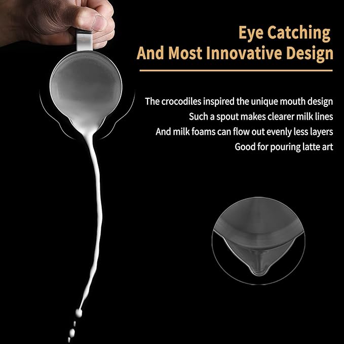 MHW-3BOMBER Espresso Steaming Pitcher Milk Frothing Pitcher Stainless Steel Milk Coffee Cappuccino Latte Art Barista Cup (Origin White, 16.9 Ounces) P5793-OS