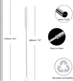 Stainless Steel Straws Metal Reusable Drinking Straw for Juice Iced Coffee Cold Beverage Water Highball Glasses 20oz Tumblers Mugs Cups, 0.24" 6mm Wide 215mm Long, Set of 8 with Brush, Silver