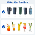 Stainless Steel Straw for 20 oz YETI Tumbler, 8.5in Metal Straight Straws Reusable with Silicone Tip for Milk, Juice, Cola, Coffee- 2 Cleaning Brushes & 1 Portable Bag