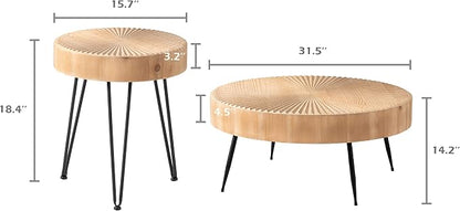 2-Piece Farmhouse Nesting Table Round - Image 2