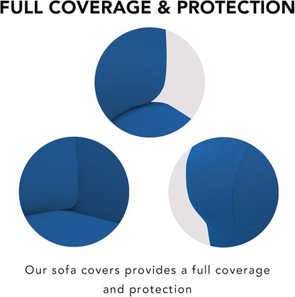 PureFit Stretch Couch Covers for Sofa Large Sofa Slipcovers Classic Blue | - Image 3