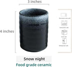Stoneware Coffee Bar Utensil Holder Tea & Coffee Spoon & Stirrer Holder for Stir Stick Straw Teaspoon Holder Spoon Cup Small Utensil Jar (Snow night)