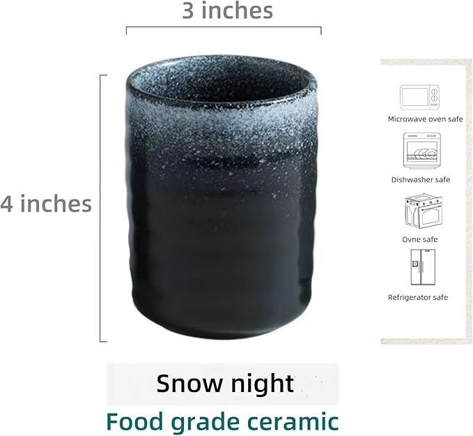 Stoneware Coffee Bar Utensil Holder Tea & Coffee Spoon & Stirrer Holder for Stir Stick Straw Teaspoon Holder Spoon Cup Small Utensil Jar (Snow night)