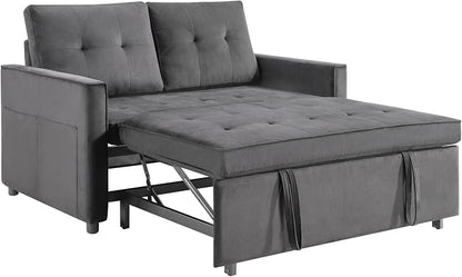Sofa Bed, Pull Out Couch with Side Pockets, 3 in 1 Velvet Fabric Loveseat - Image 3