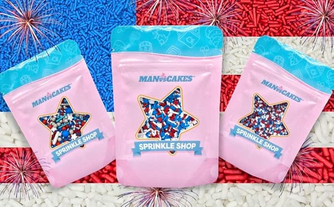 Sprinkles | Blue Sprinkle | 4 Ounces | Jimmies | Sprinkle | Manvscakes, Chocolate Flavor, Non Toxic