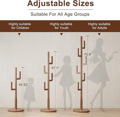 Muwuele Solid Wood Cactus Coat Rack, Freestanding Coat Rack - Image 3