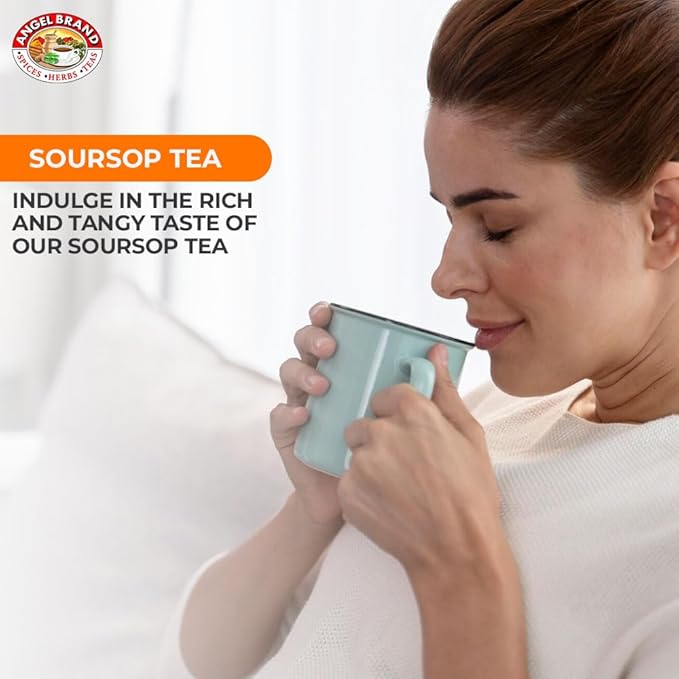 Angel Brand Soursop Tea Bags 25 – Pack 3 – Tea Bags for Health Benefits and Immune Support Famous in Jamaican Culture - Graviola Soursop Leaves gives Taste, Vitamins & Minerals